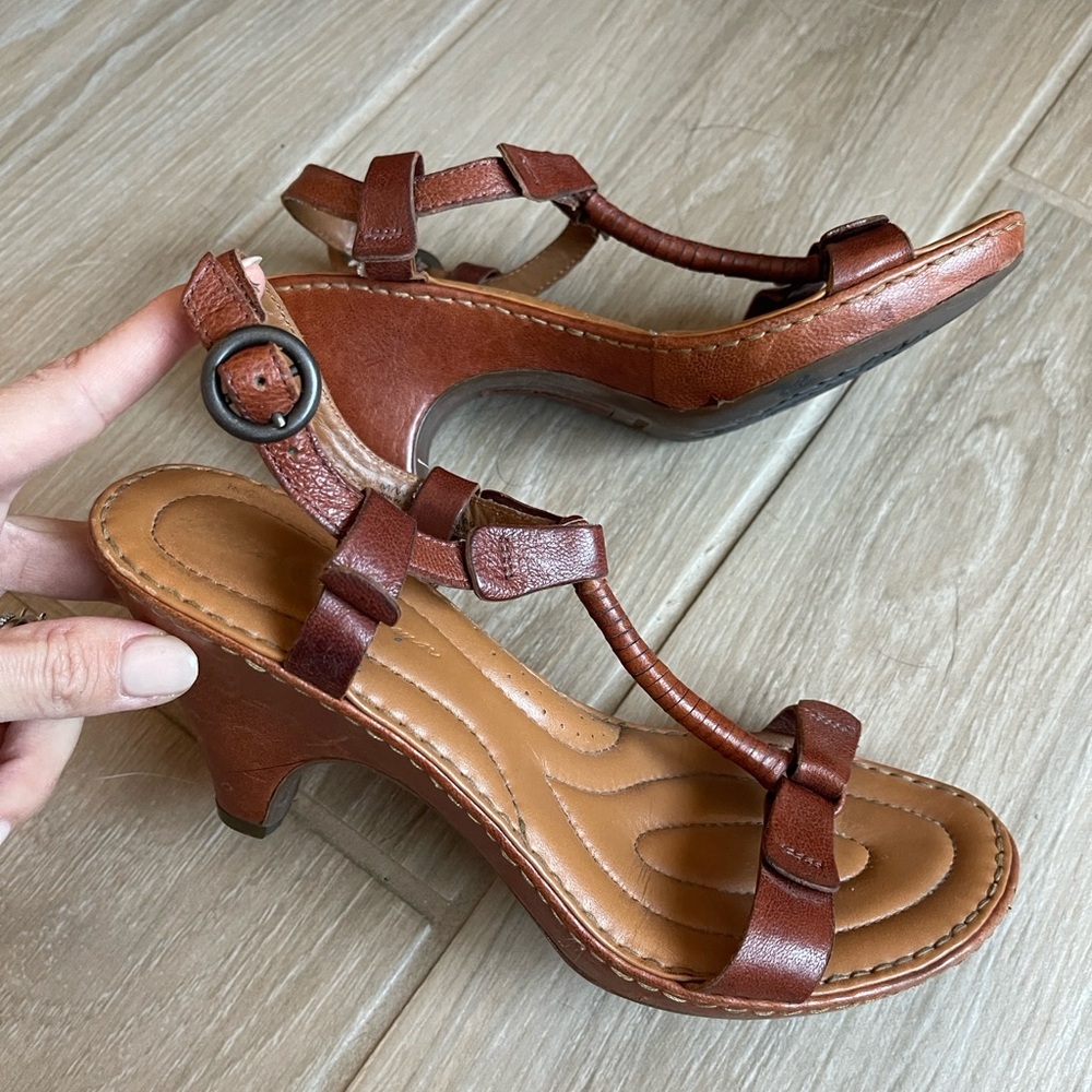 Baltic Borne Crown Elegant Brown Leather Heeled Sandals
